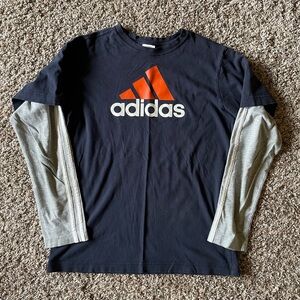Adidas logo long sleeve layer look tee T-shirt Boys Large